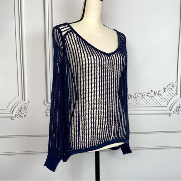 Free People Navy Blue Knitted Sweater | Size S - Picture 7 of 9